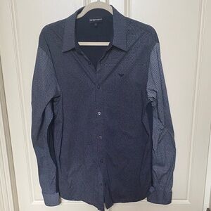 Emporio Armani Navy Patterned Casual Shirt